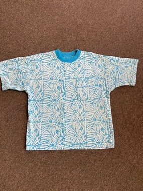 Vintage MAXX Puffy Paint Aqua Patterned Short Sleeve Tee